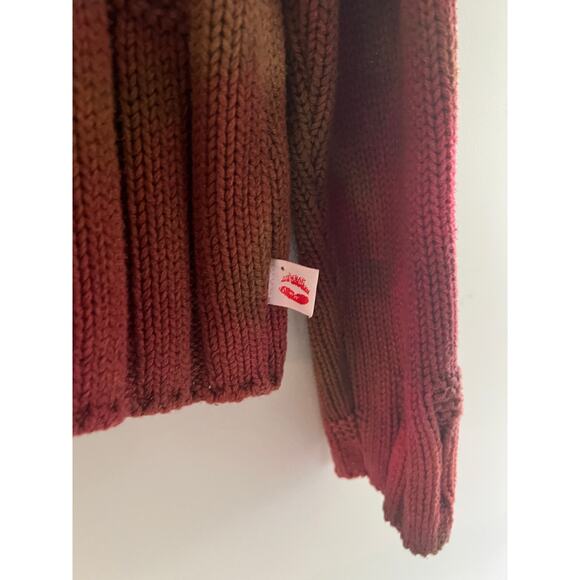 RARE VTG Iwan Ciw Designer Knit Sweater Brown & Red Cotton Made In USA Med JL - Picture 3 of 8